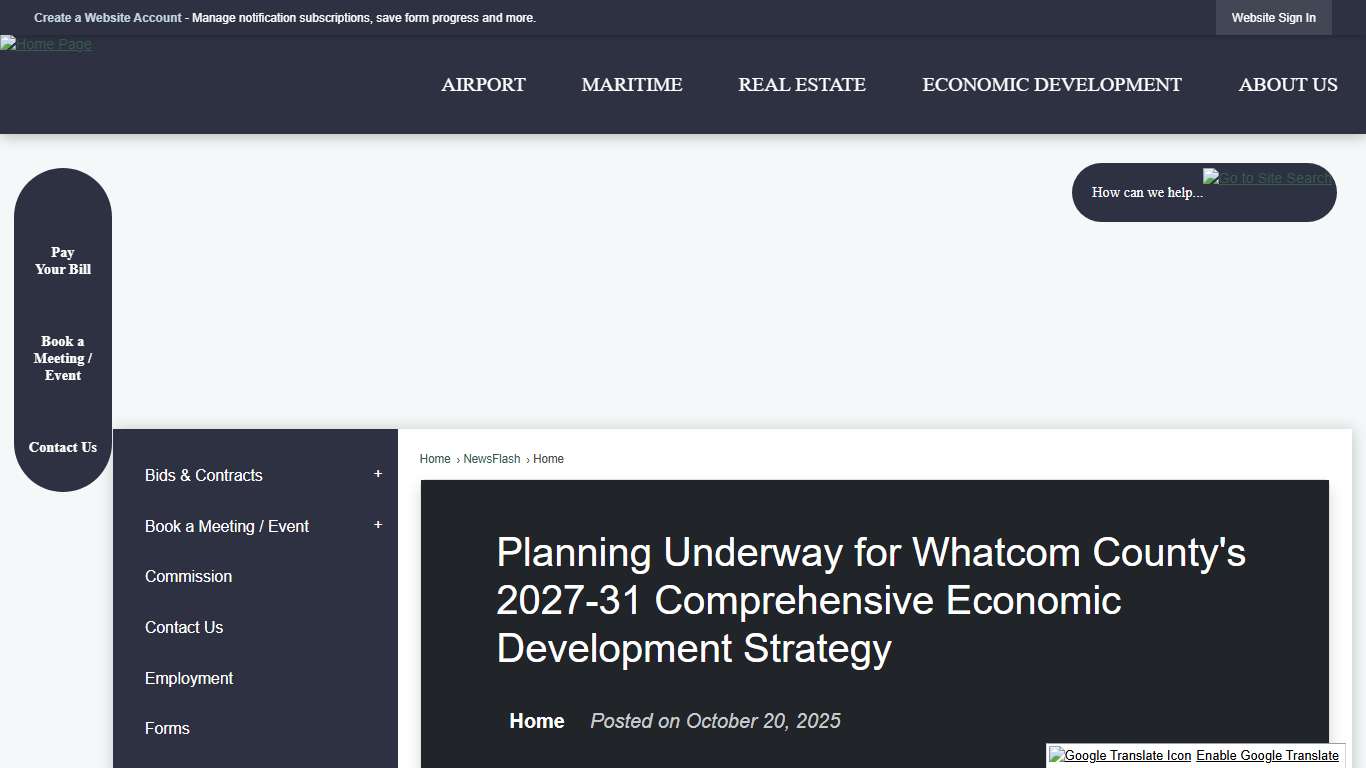Planning Underway for Whatcom County's 2027-31 Comprehensive Economic Development Strategy • Port of Bellingham, WA