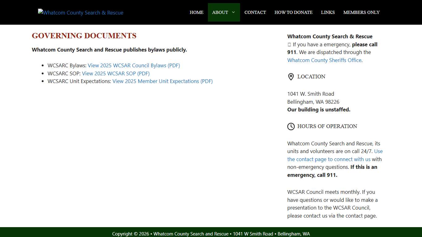 Governing Documents – Whatcom County Search & Rescue
